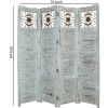 Wooden 4 Panel Screen with Textured Panels and Scrolled Details, White