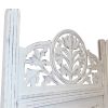 Handcrafted Wooden 4 Panel Room Divider Screen Featuring Lotus Pattern Reversible