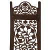 Handcrafted Wooden 4 Panel Room Divider Screen Featuring Lotus Pattern Reversible