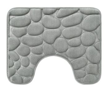 Pebble Head Embossed Toilet U-shaped Bathroom Absorbent Non-slip Floor Mat (Option: Gray-U Shape 50X40CM)