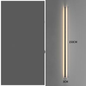 Simple Modern Minimalist Long Strip Living Room Grille Wall Lamp (Option: Black-150CM-Trichromatic light)