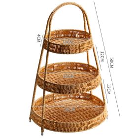 Creative Multi-layer Fruit Plate European Style Dried Fruit Plate Rattan Household Tray Basket (Option: Upgraded Large Three Layers)