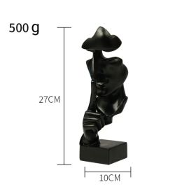 Creative Home Decoration European Resin Crafts Silence Is Gold Abstract Sculpture Decoration Living Room Office Desktop Decoration (Color: black)