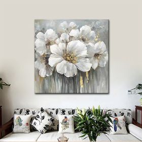 Hand Painted Oil Paintings Hand Painted Square Floral / Botanical Pop Art Living Room Hallway Bedroom Luxurious Decorative Painting (size: 100x100cm)