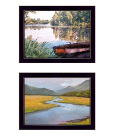 "Serene Water" 2-Piece Vignette by Bluebird Barn and William Hawkins; Ready to Hang Framed Print; Black Frame (Color: as Pic)