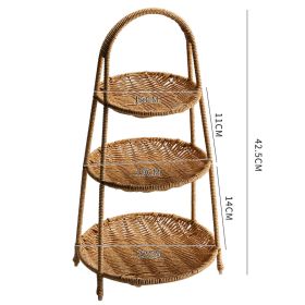 Creative Multi-layer Fruit Plate European Style Dried Fruit Plate Rattan Household Tray Basket (Option: Round Three Layers)